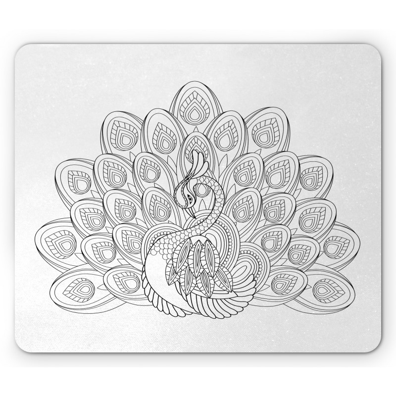 Outline Design Peacock Bird Mouse Pad