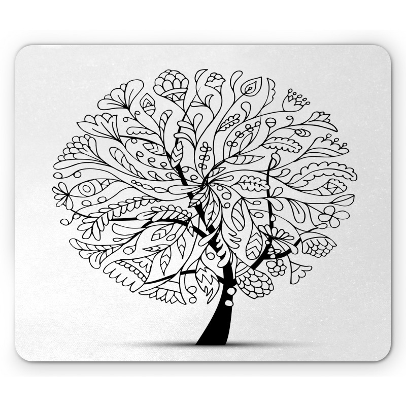 Abstract Leafy Floral Tree Mouse Pad