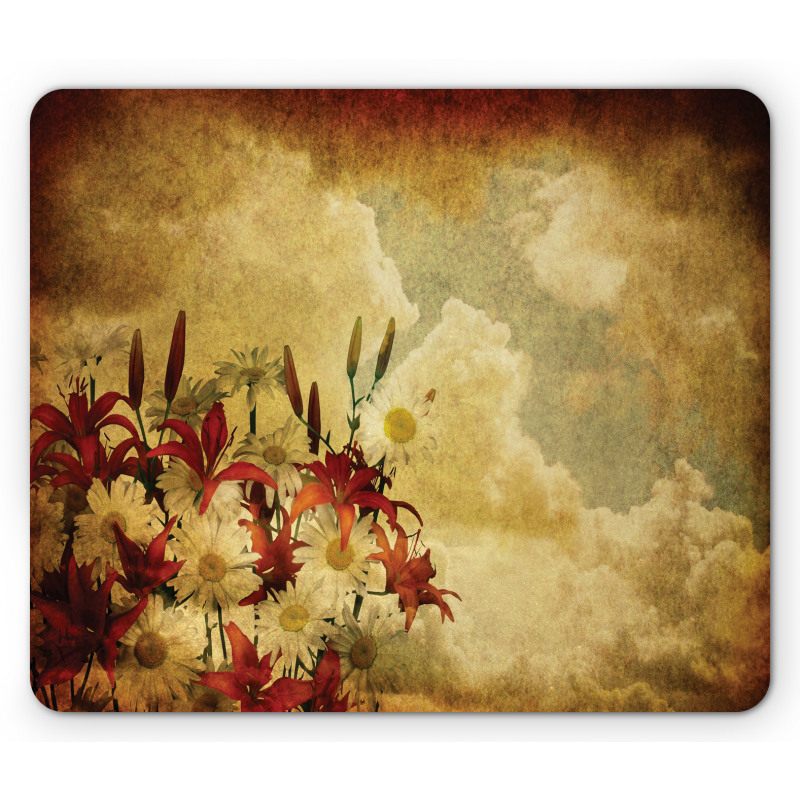 Retro Flower Chamomile Mouse Pad