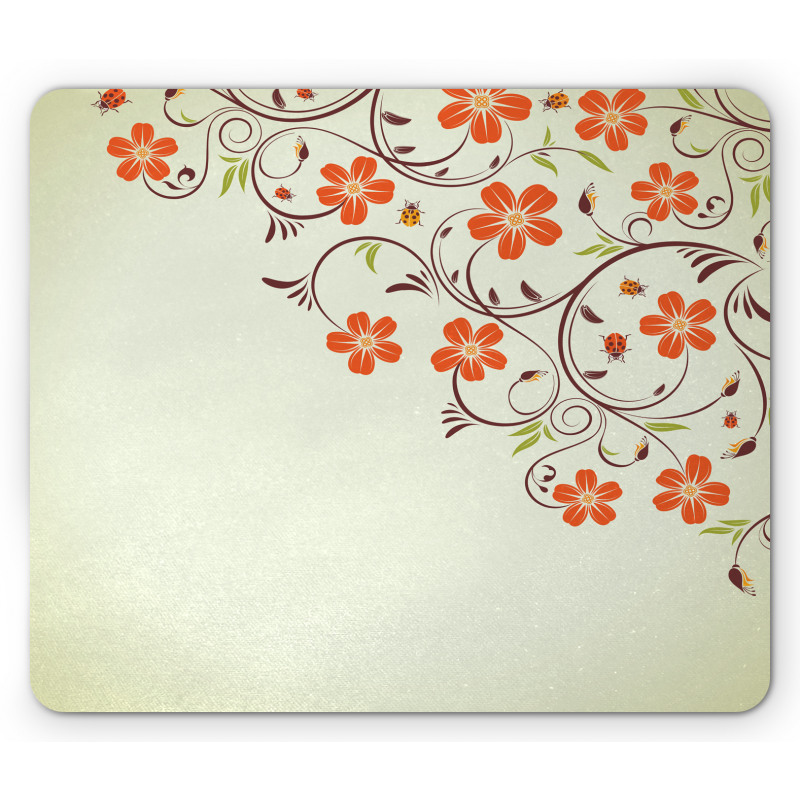 Ladybugs Flowers Spring Mouse Pad