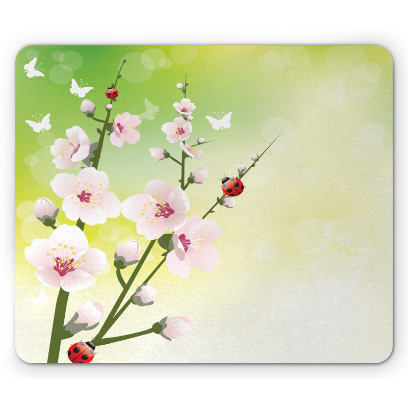 Blossoms Ladybugs Spring Mouse Pad