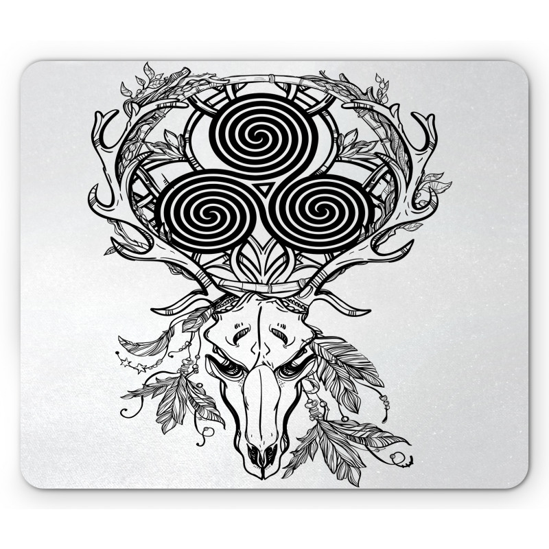 Deer Skull Feather Boho Mouse Pad