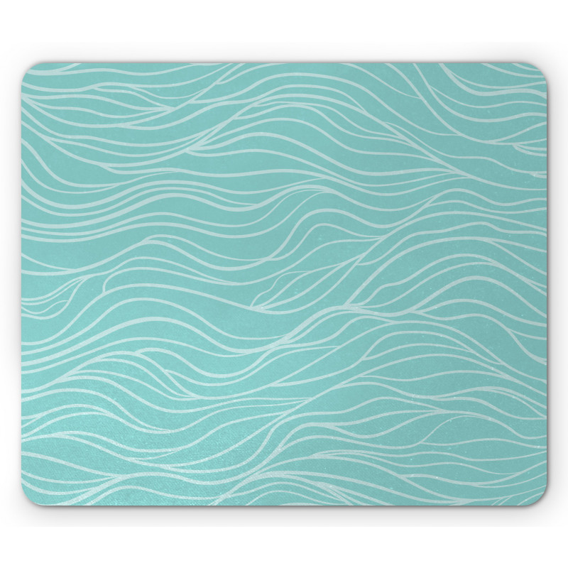 Simple Aquatic Doodle Waves Mouse Pad