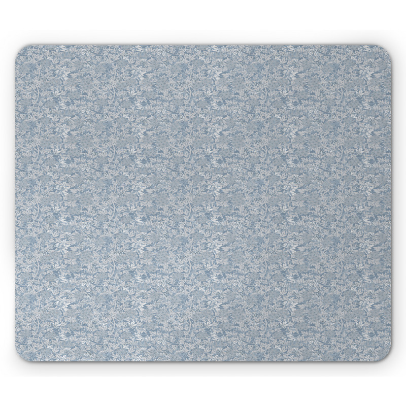 Botanical Dusty Blue Tones Mouse Pad