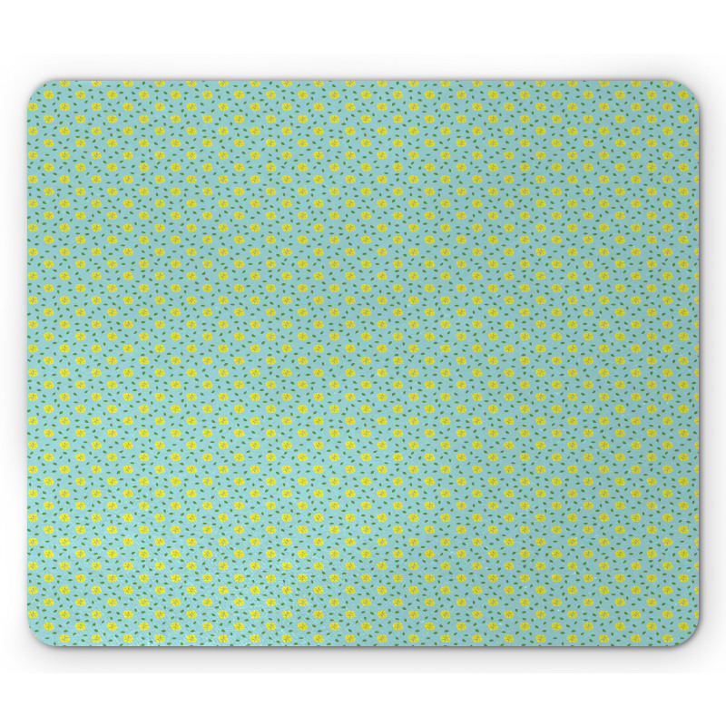 Yellow Floral Blossoms Leafy Mouse Pad