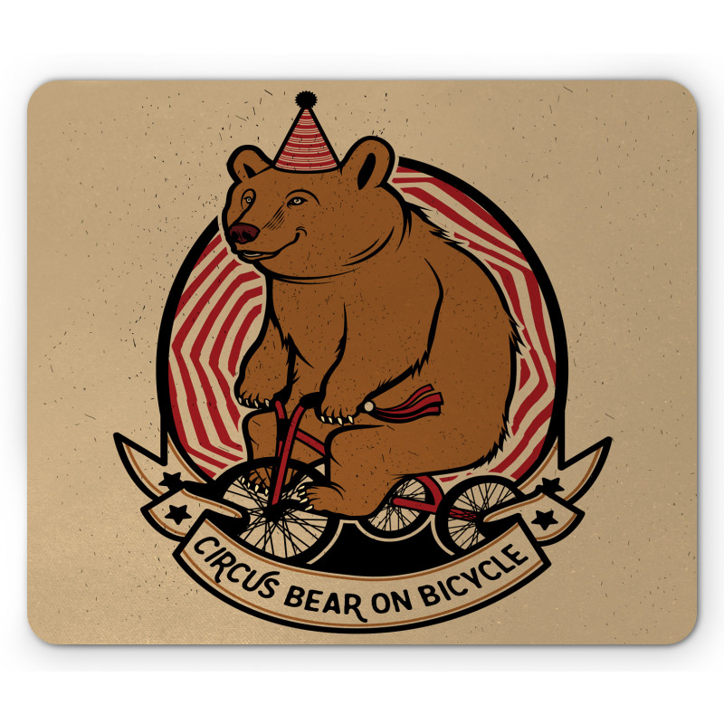 Circus Bear on Bicycle Art Mouse Pad