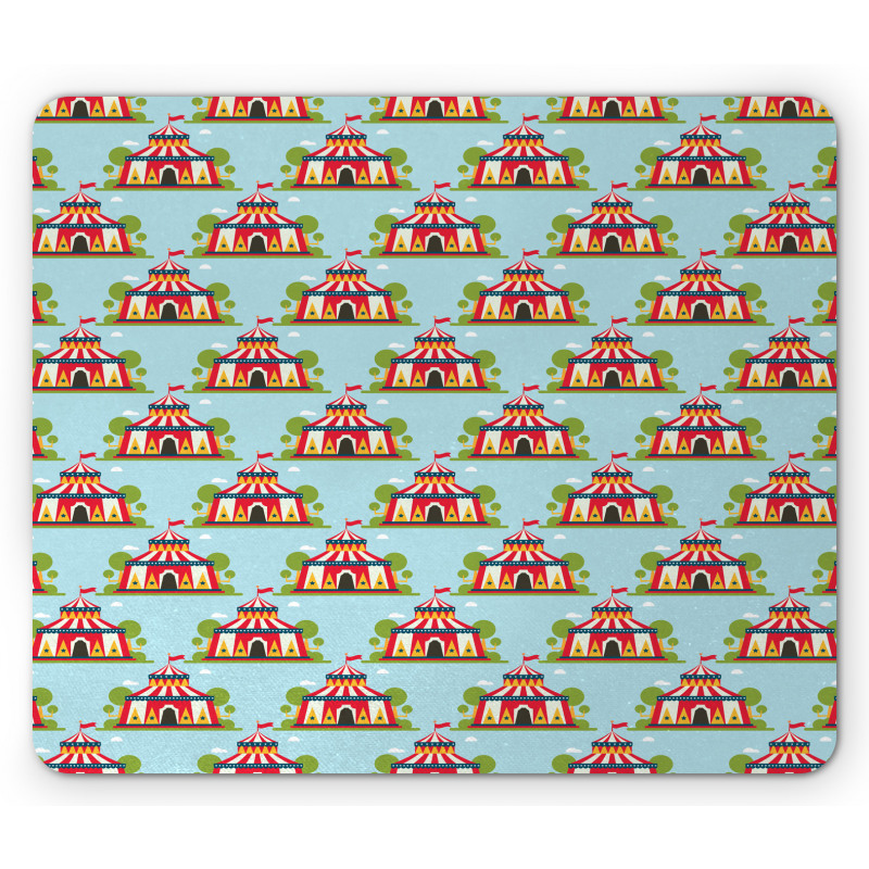 Cartoon Tent and Trees Fun Mouse Pad