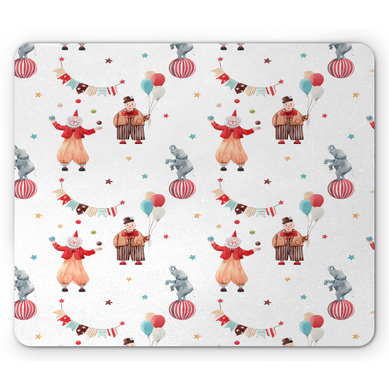 Watercolor Nursery Clowns Mouse Pad