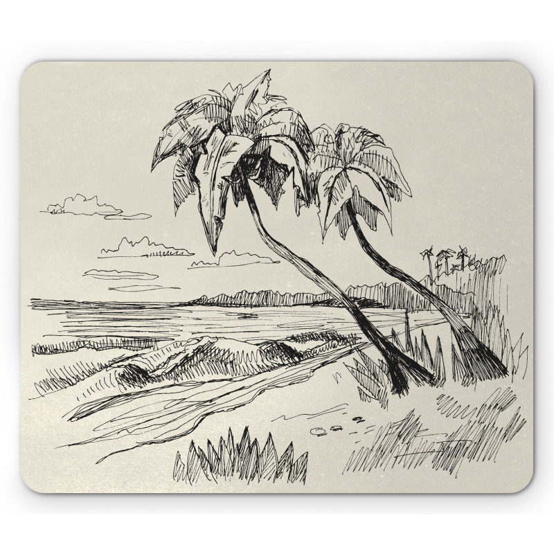 Tropical Beach Sketch Mouse Pad