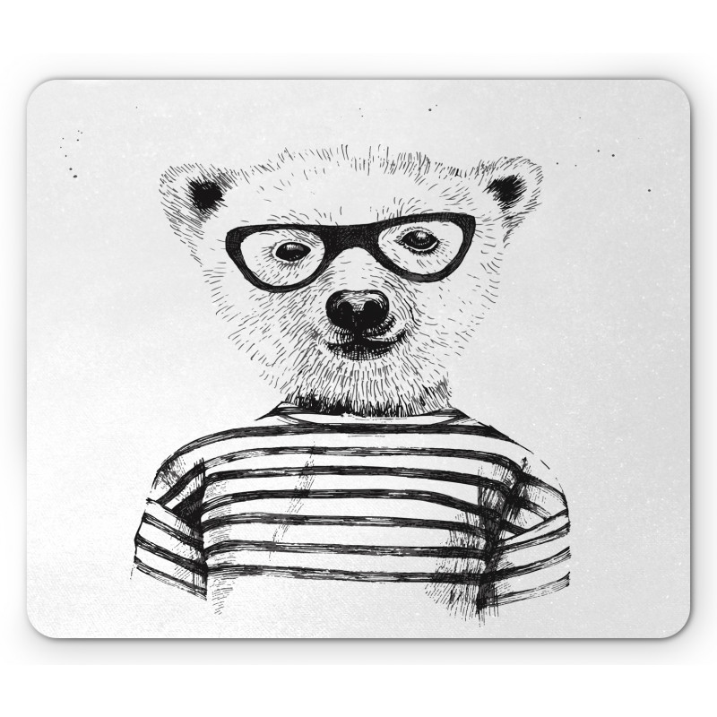 Bear in Glasses Fun Mouse Pad