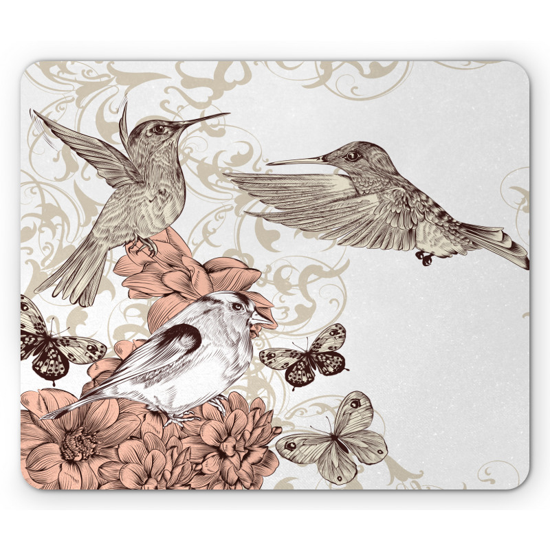 Birds Butterflies Art Mouse Pad