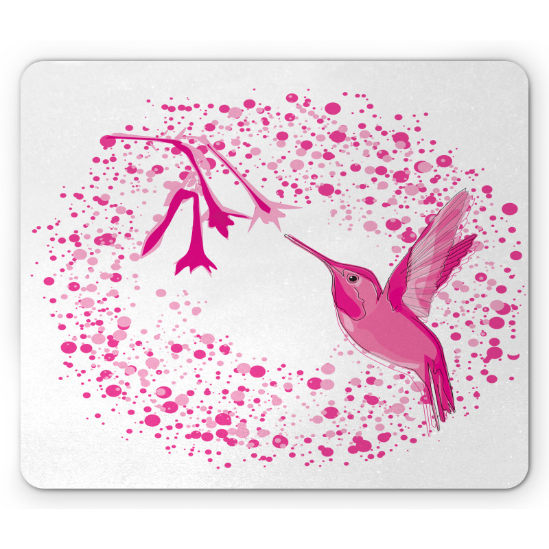 Hummingbird Flower Dots Mouse Pad