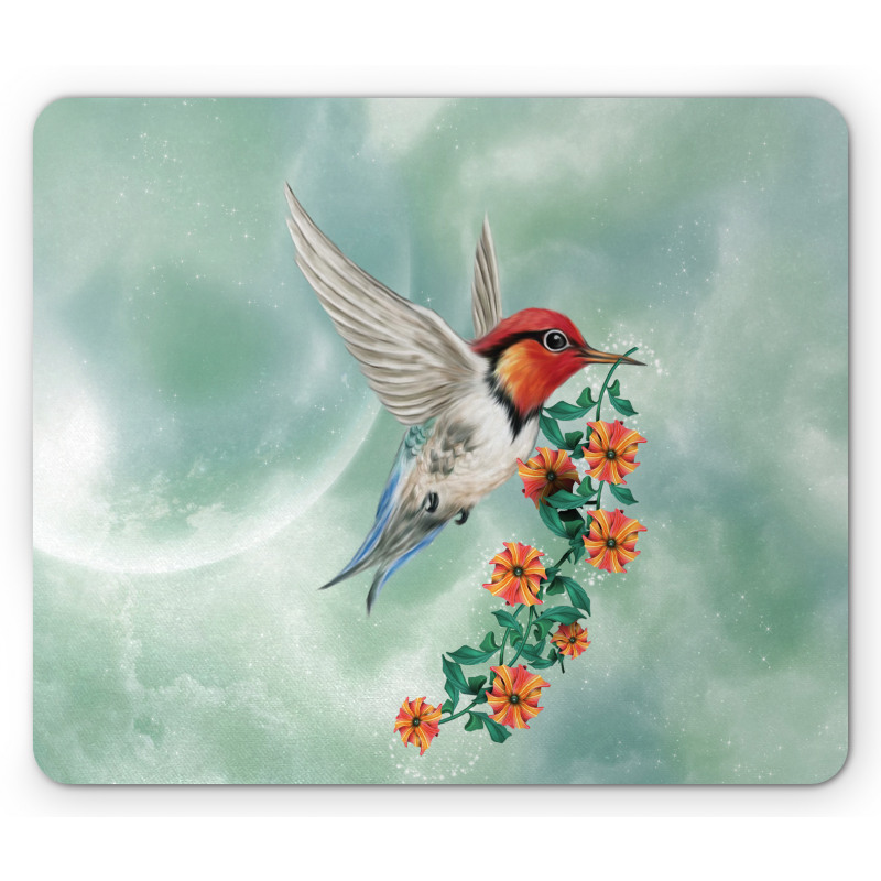 Bird with Flower Branch Mouse Pad