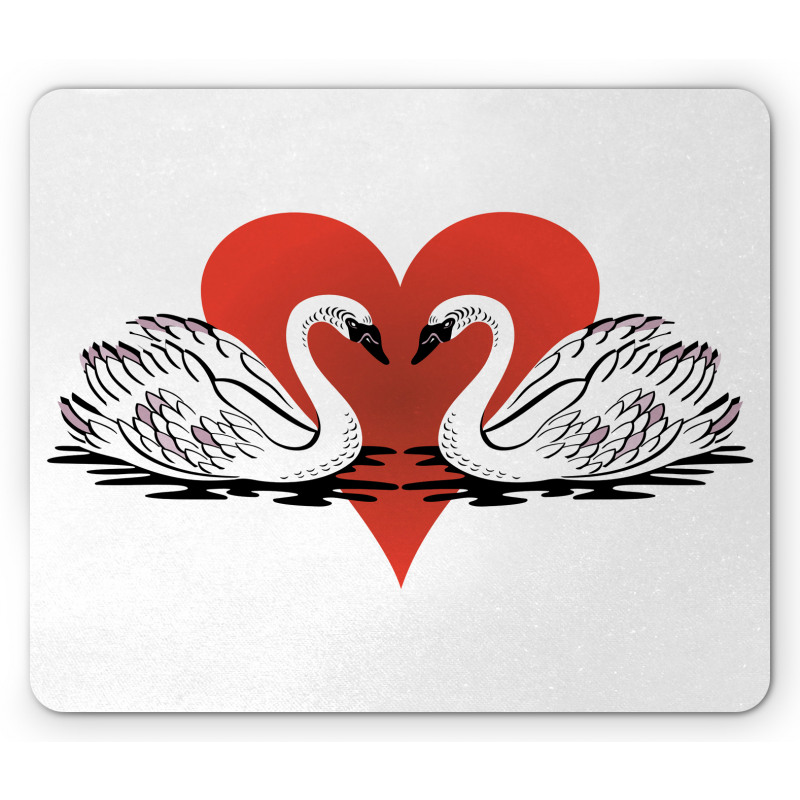 Couple Swans Lake Hearts Art Mouse Pad