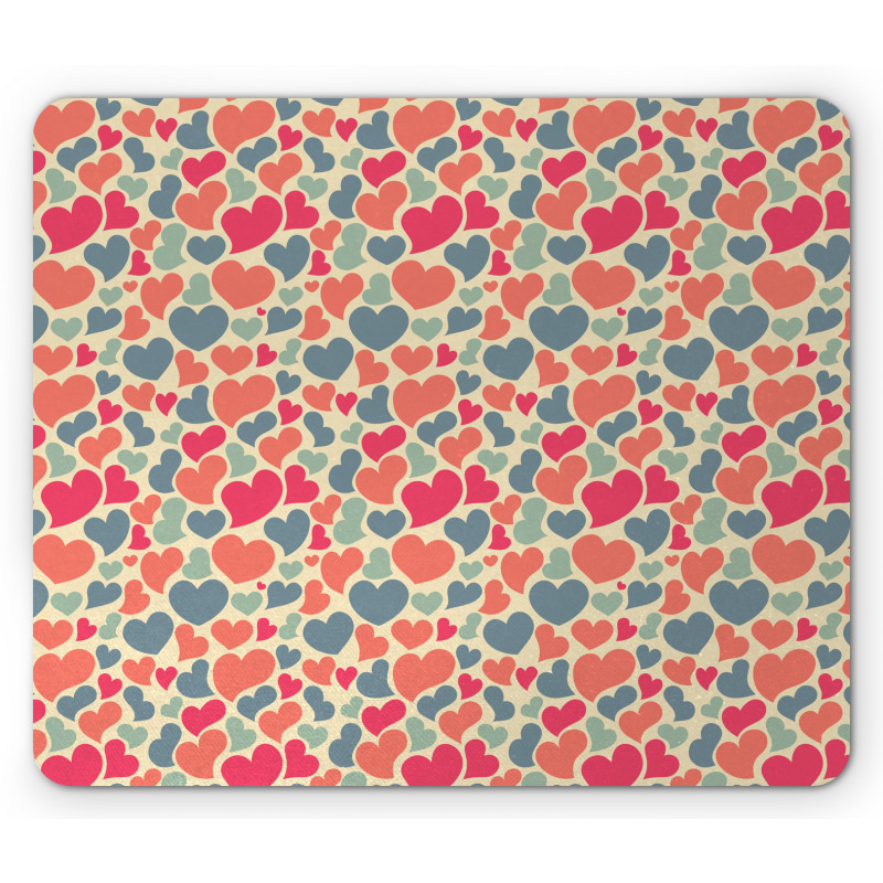 Colorful Hearts Motifs Art Mouse Pad