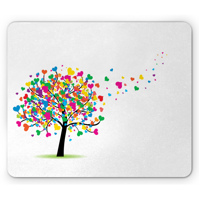 Colorful Hearts Leaves Trees Mouse Pad