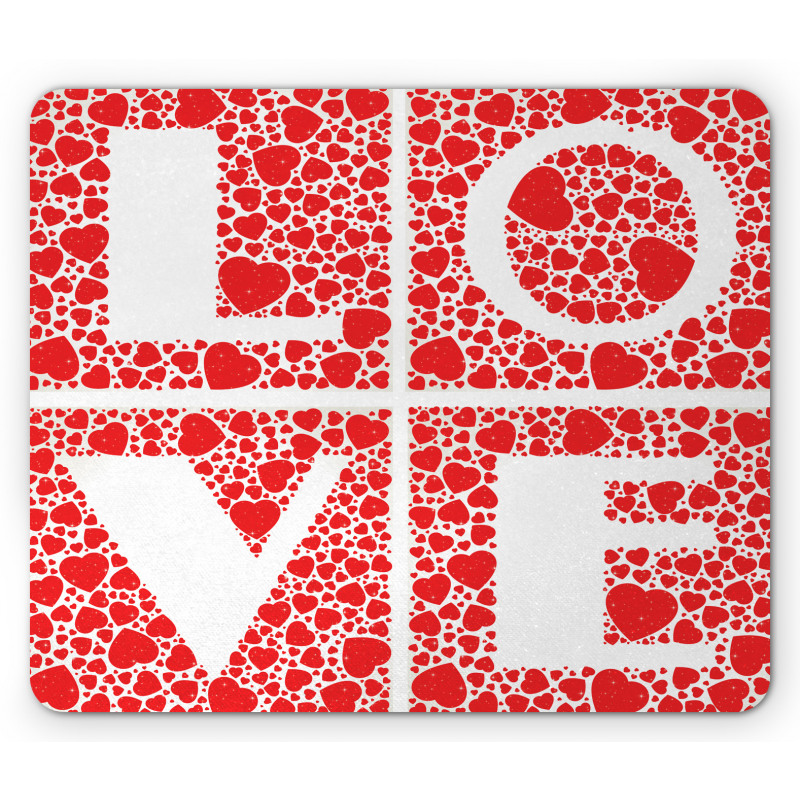 Letters Hearts Motif Graphic Mouse Pad