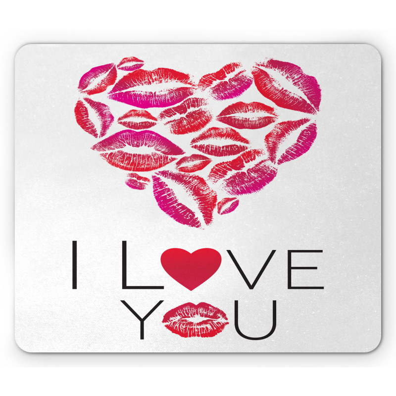 Kisses Lipsticks Lettering Mouse Pad