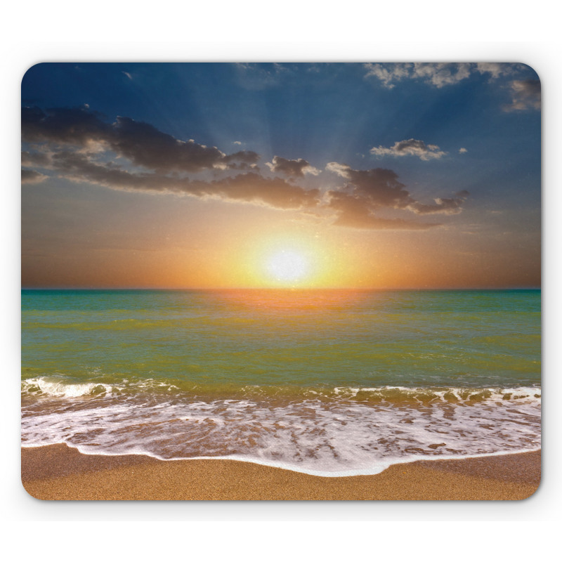 Sandy Beach Waves Sunset Mouse Pad