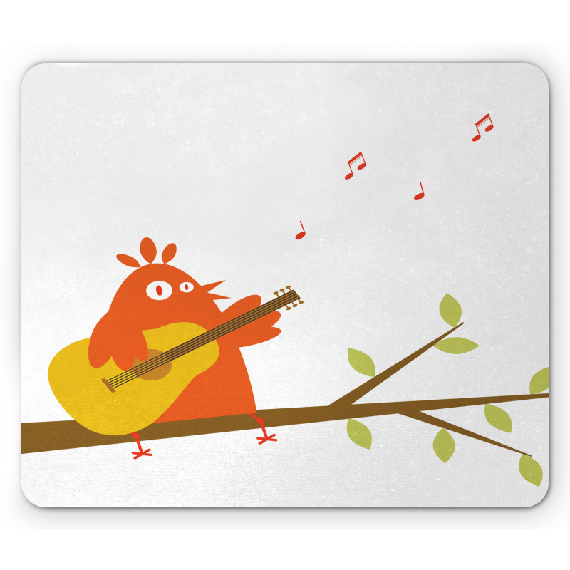 Singing Orange Bird on Branch Mouse Pad