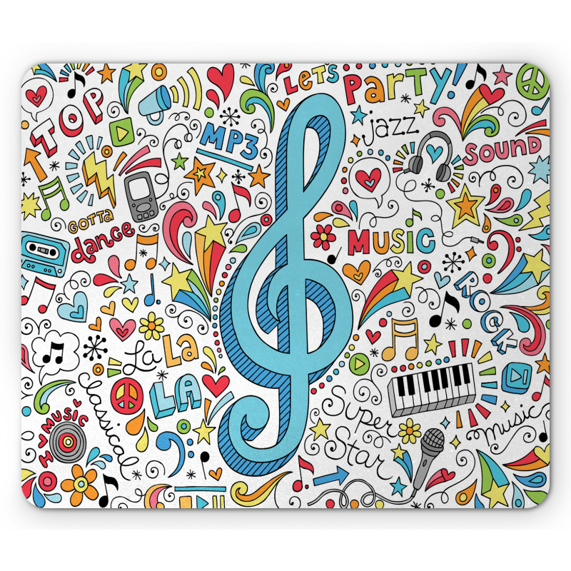 Big Clef with Doodles Around Mouse Pad