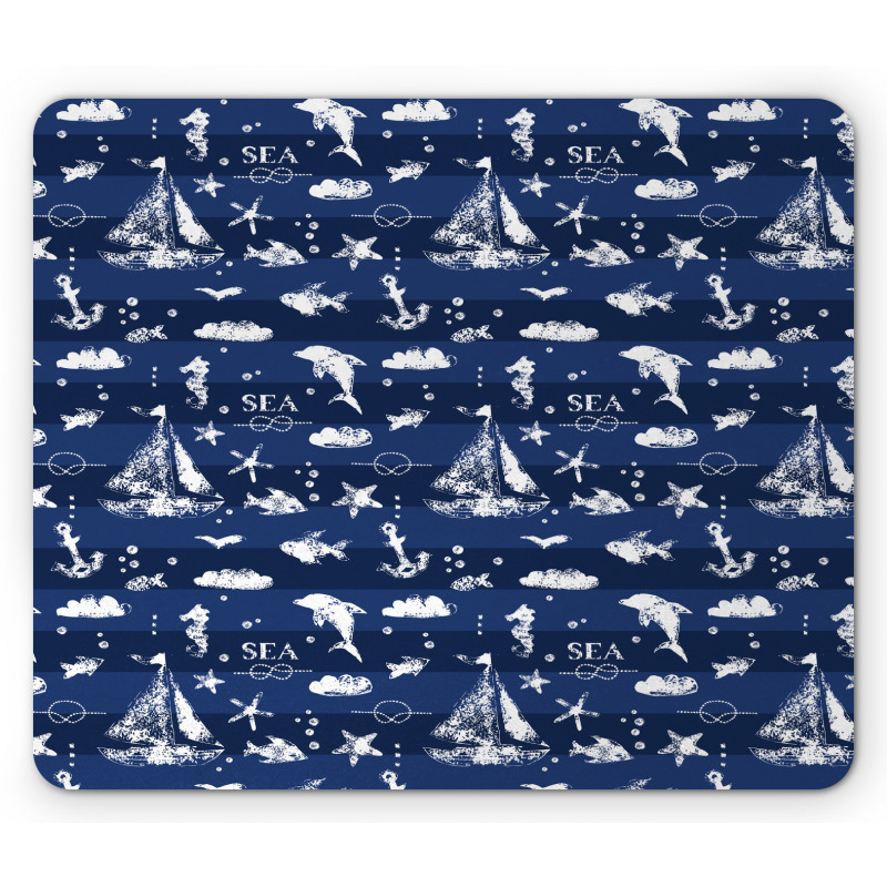 Grunge Anchor Ship Mouse Pad