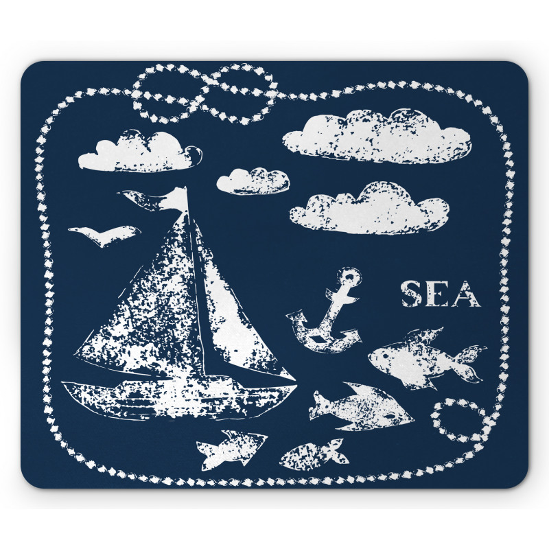 Boat Clouds Anchor Mouse Pad