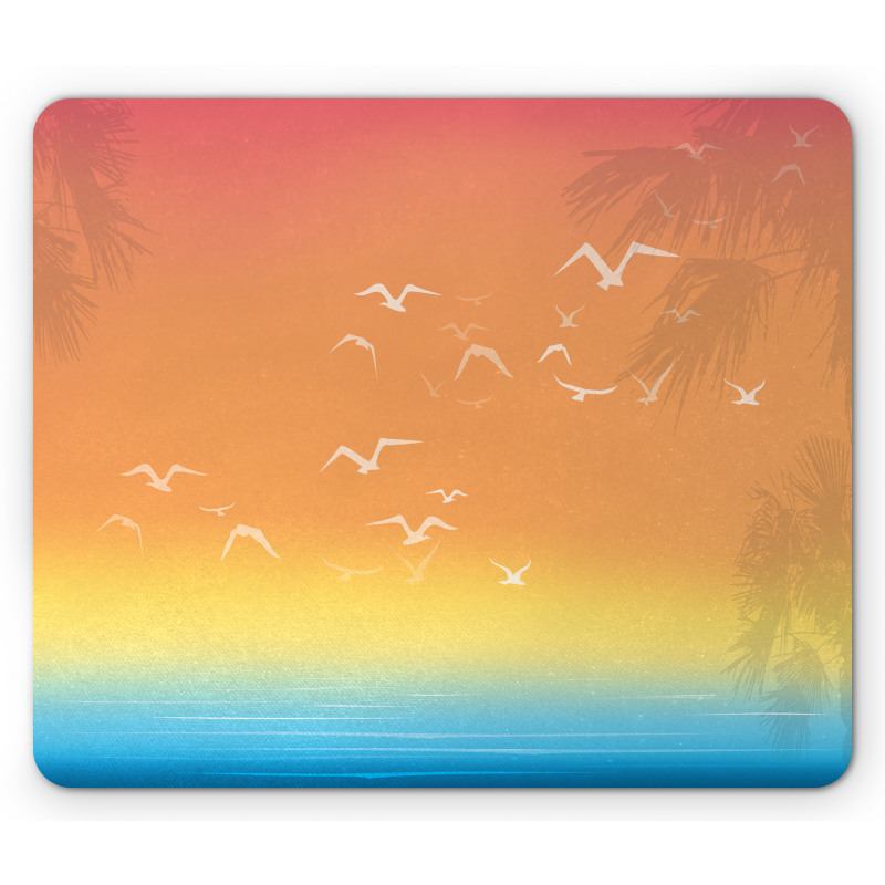 Seagull Palm Trees Sun Mouse Pad