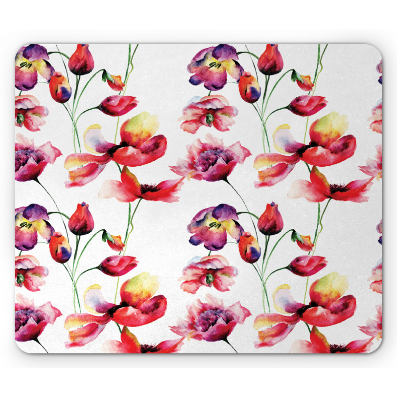 Blooming Tulip Poppy Mouse Pad