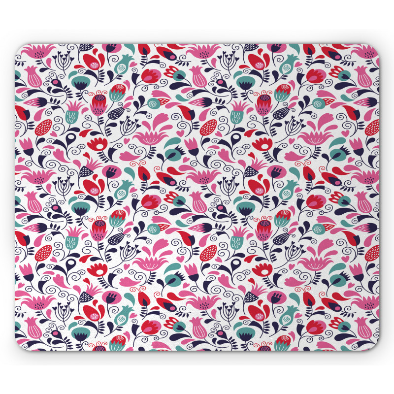 Ornate Swirls Tulip Art Mouse Pad