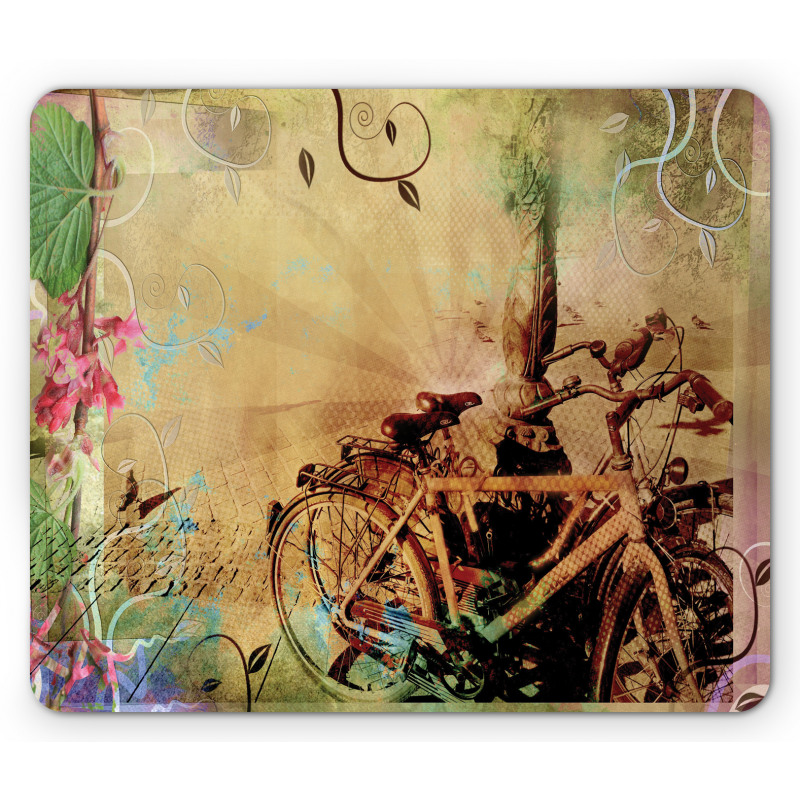 Bikes in Street Floral Mouse Pad