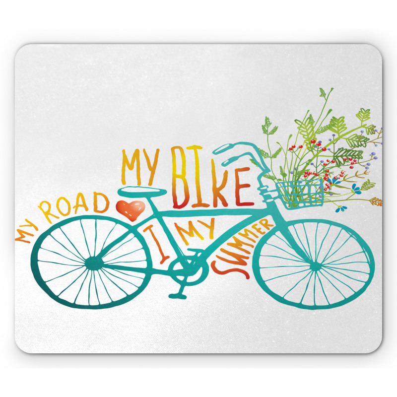 Blue Bike with Flowers Mouse Pad