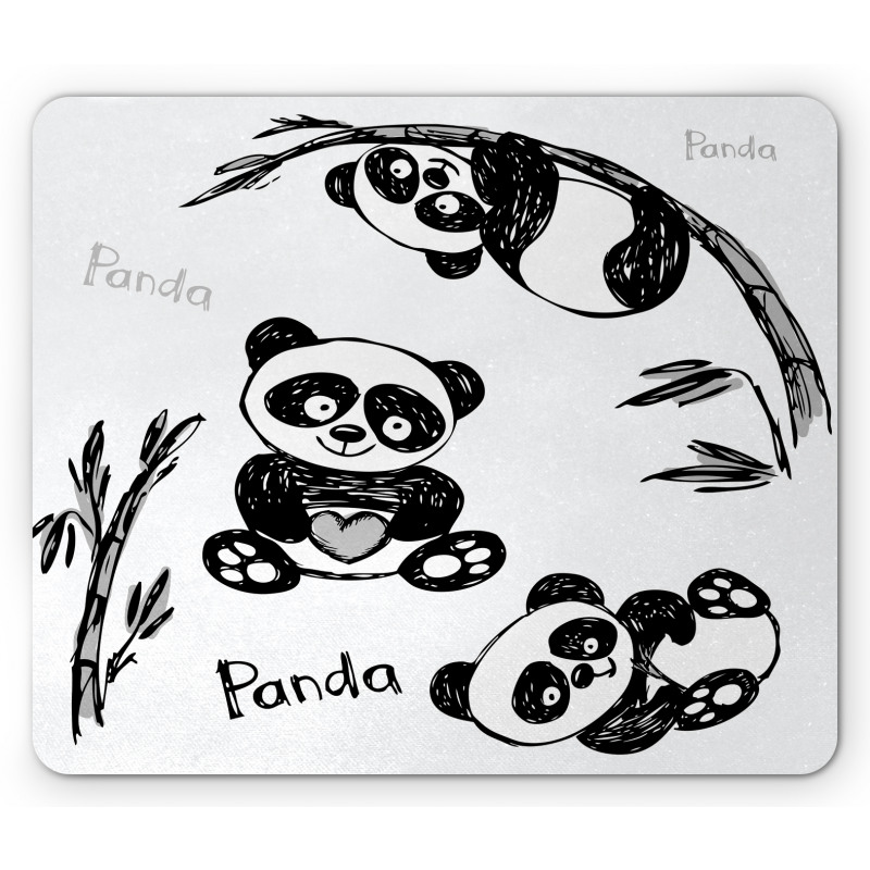 Hand Drawn Panda Poses Mouse Pad