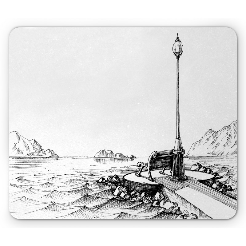 Bench Lantern Ocean Mouse Pad