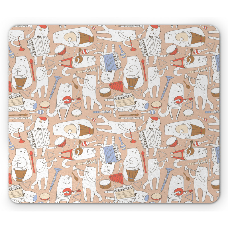 Musician Cats Cartoon Mouse Pad