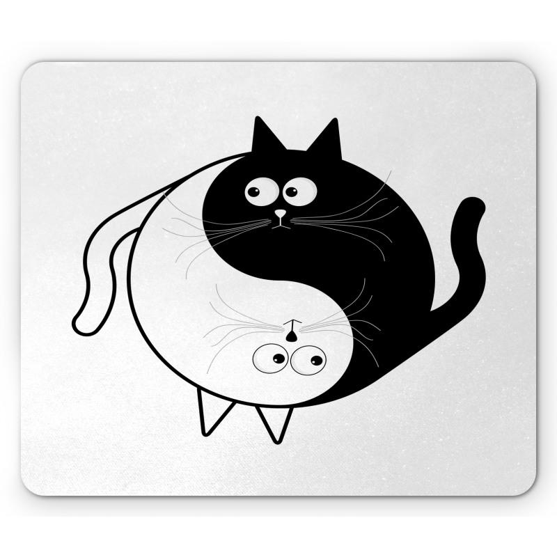 Ying Yang Black White Art Mouse Pad