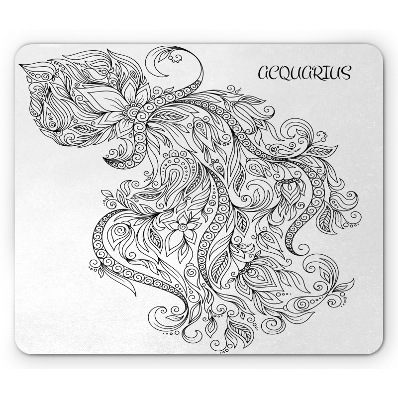 Floral Astrology Aquarius Mouse Pad