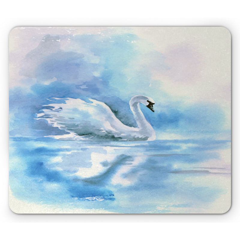 Swan in Hazy River Art Mouse Pad