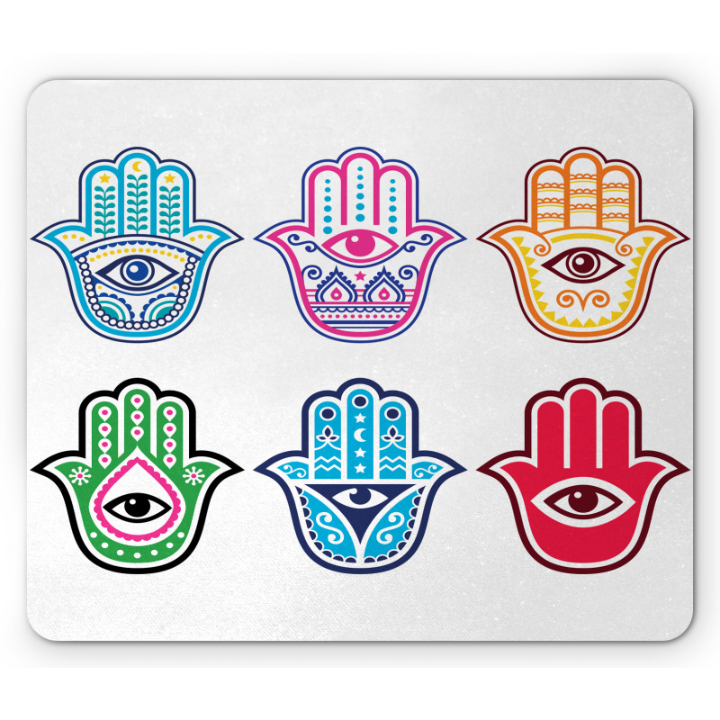 Colorful Hand Third Eye Mouse Pad