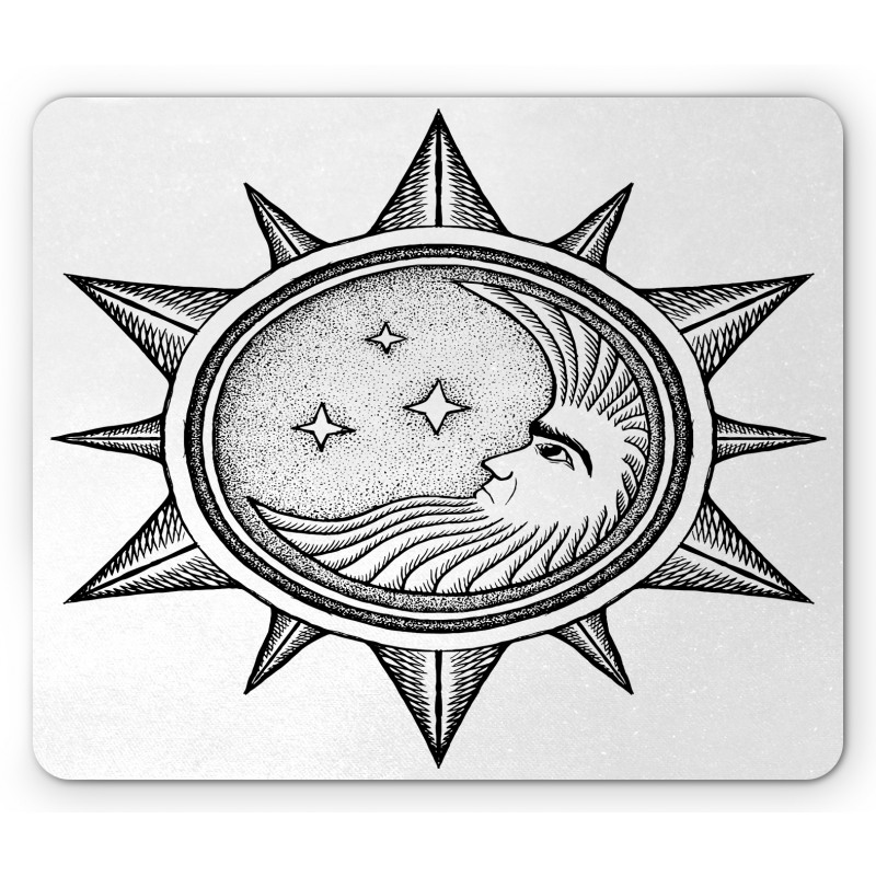 Moon with Stars in Sun Mouse Pad