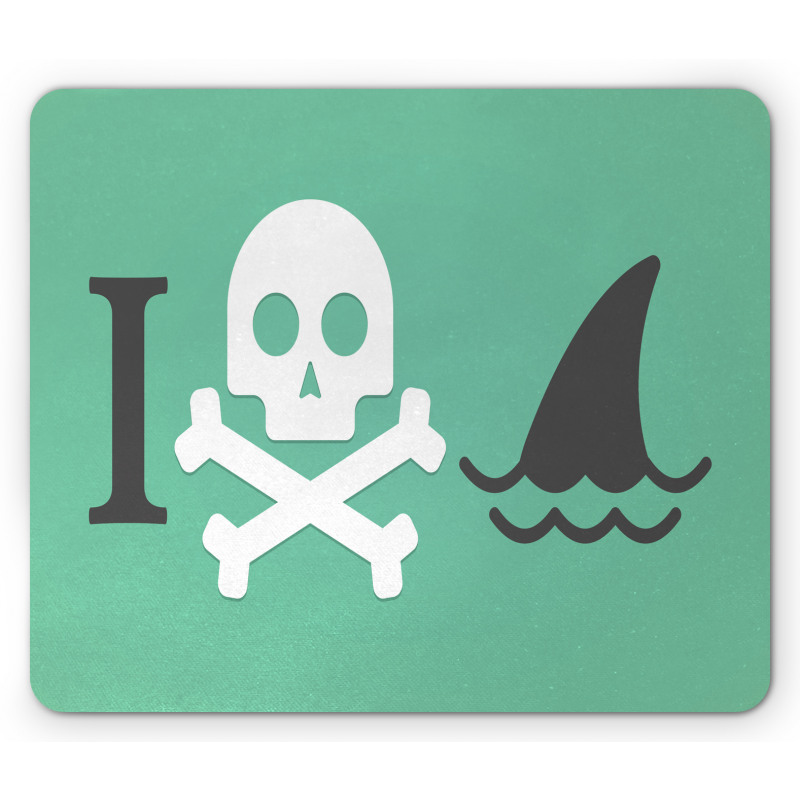 Skull Shark Marine Words Mouse Pad