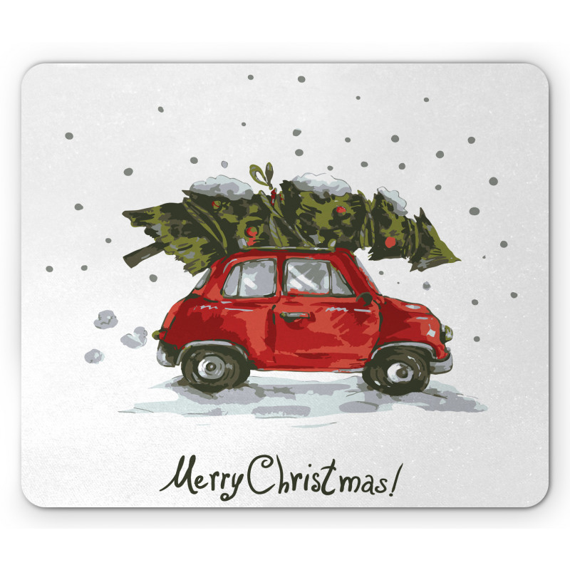 Retro Car with Tree Mouse Pad
