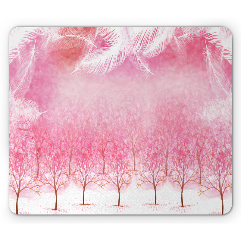 Cherry Trees Feathers Mouse Pad