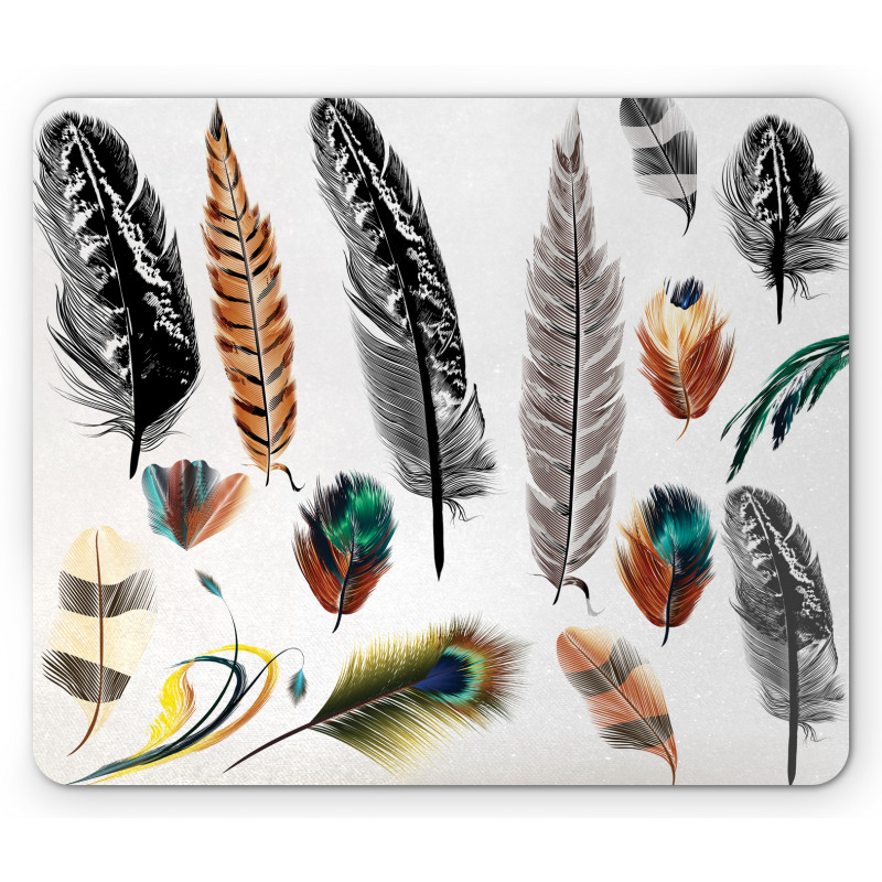 Bird Feather Retro Vibrant Mouse Pad