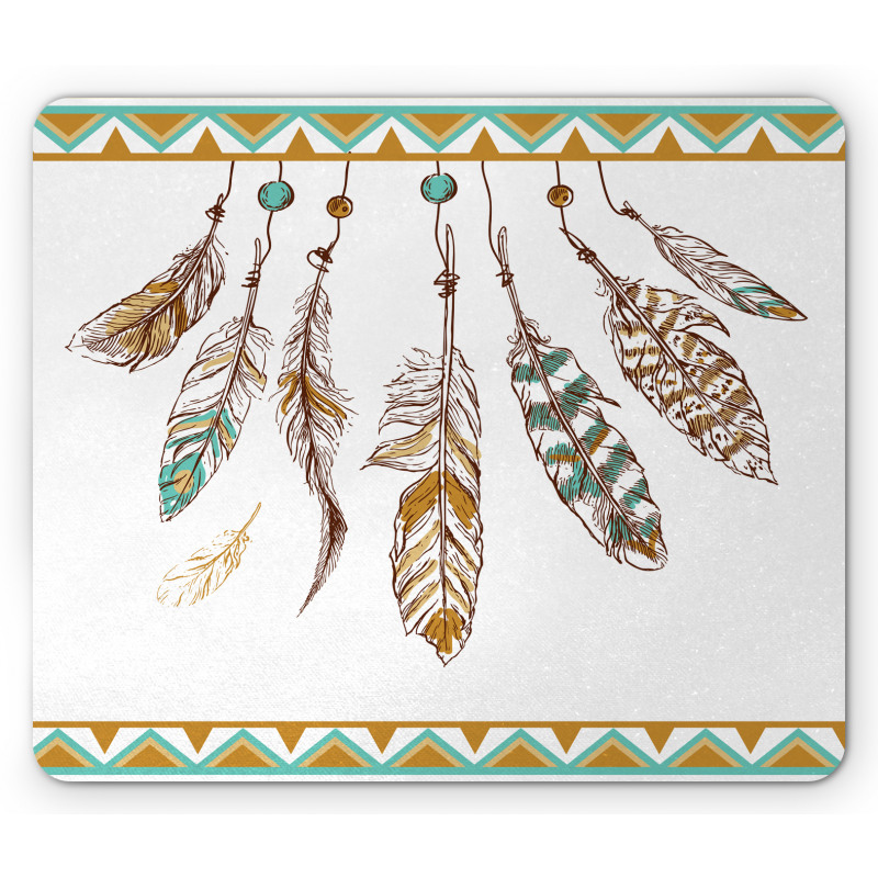 Boho Style Feather Old Mouse Pad