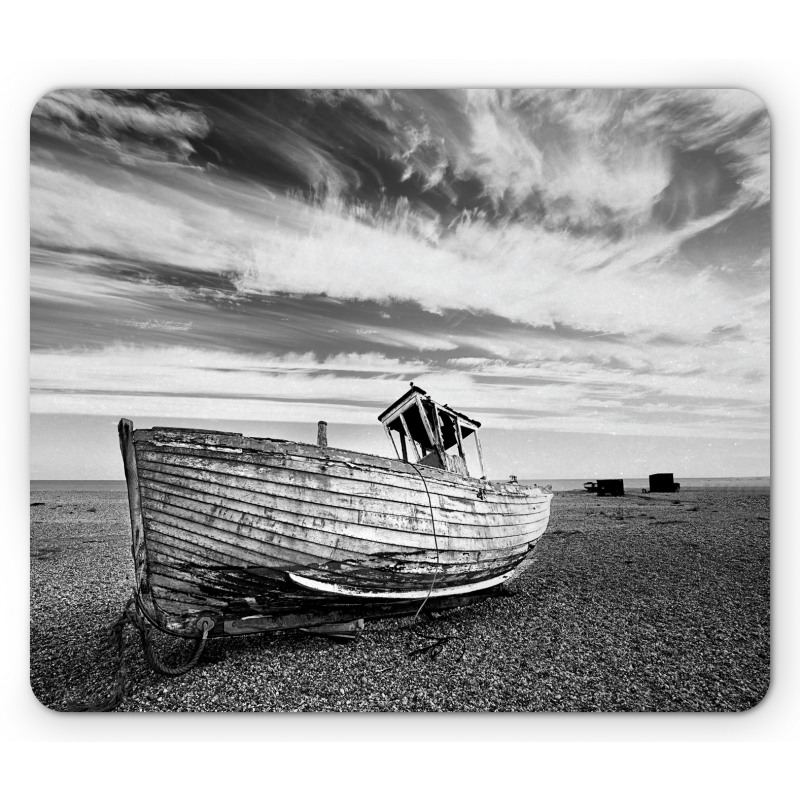 Wooden Boat on Beach Dusk Mouse Pad