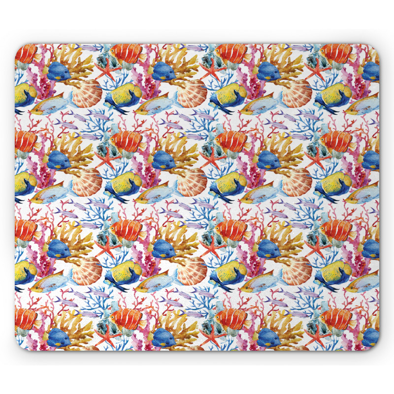 Coral Reef Scallop Shells Mouse Pad