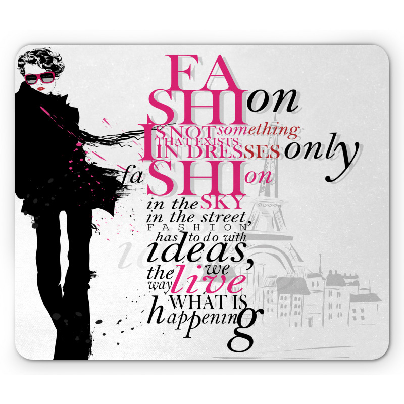 Paris Girl Words Mouse Pad