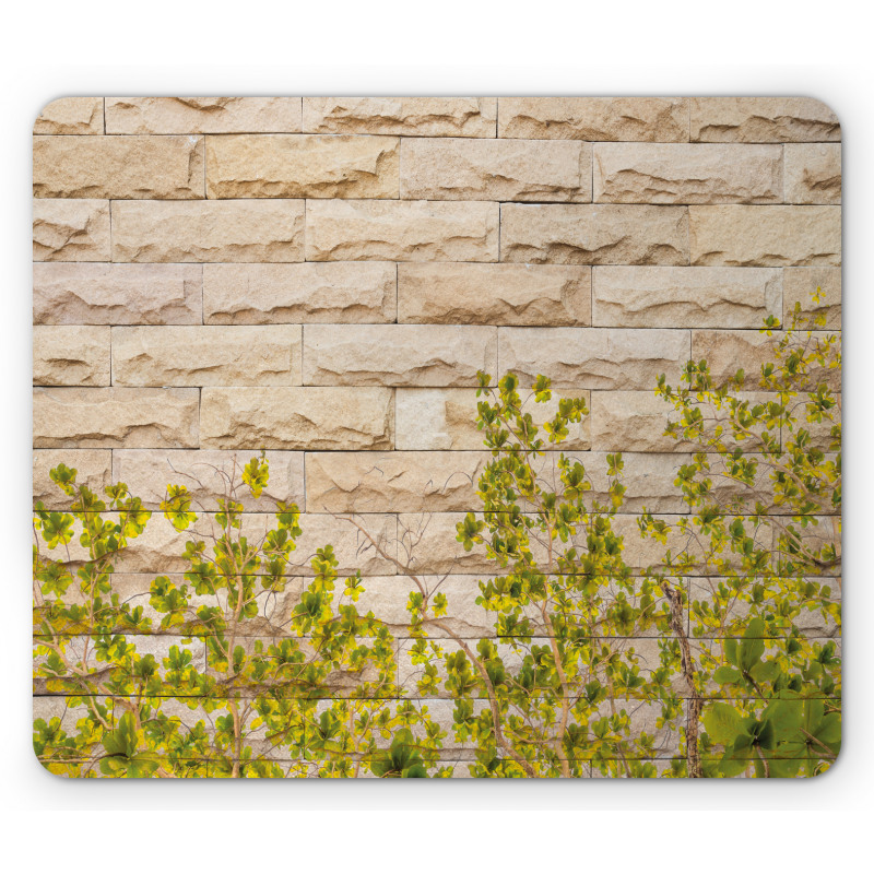 Brick Wall with Leaf Mouse Pad