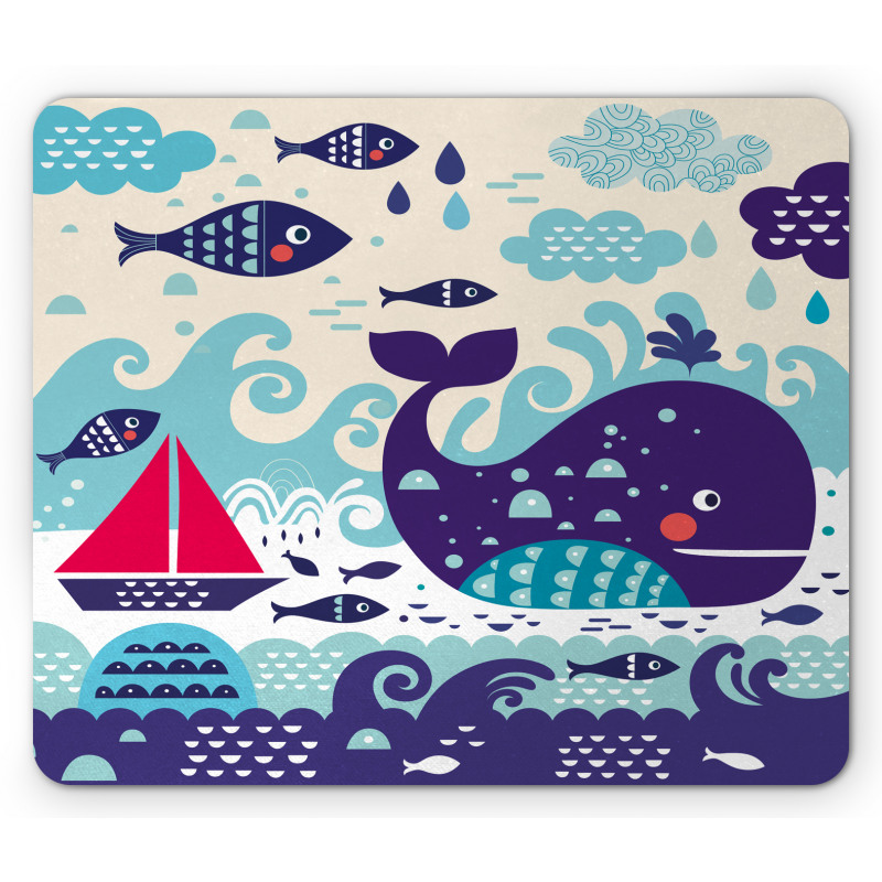 Cartoon Whale an Fishes Mouse Pad